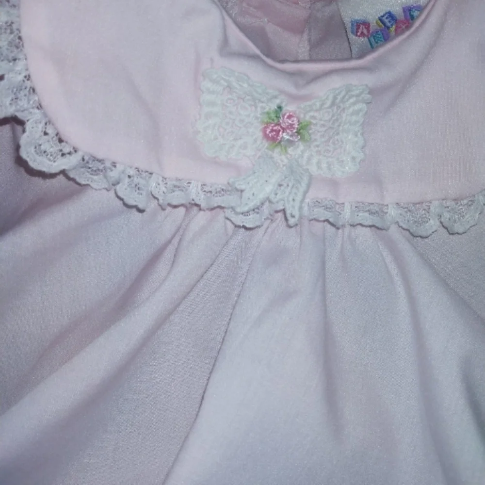Vintage Pink Baby Dress with Lace Trim - Picture 3 of 8